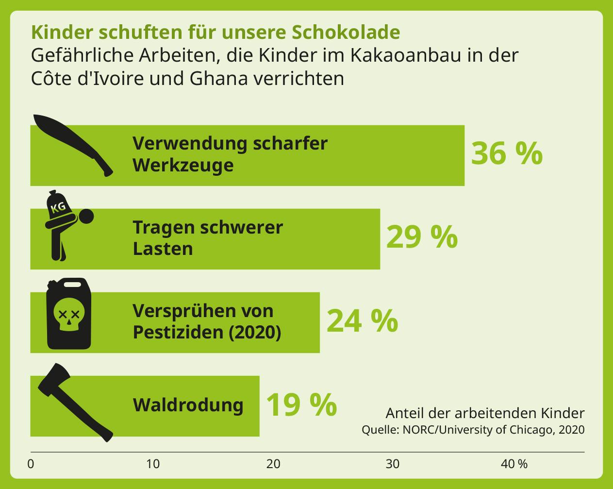 Arten der Kinderarbeit im Kakaoanbau